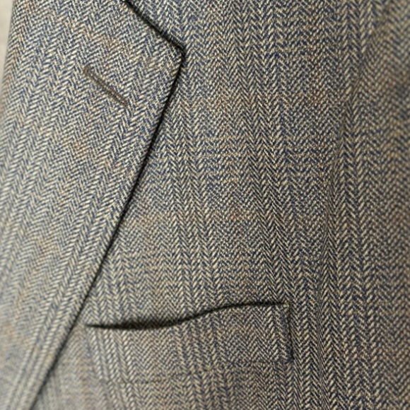 Evan Picone Brown & Blue Gray Tweed Sport Coat Size 42 R Two Button Lambs Wool - Picture 6 of 10